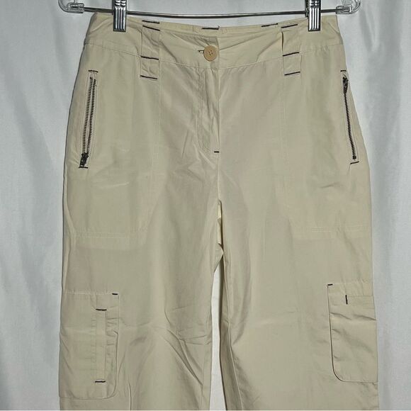 J. Jill 100% Cotton Cream Cargo Pants 2 - Picture 2 of 8